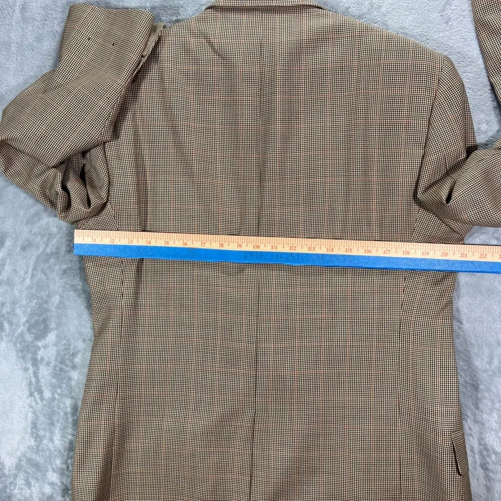 Brooks Brothers Sport Coat Mens 41L Tan Houndstooth Excellent Worsted Wool Italy
